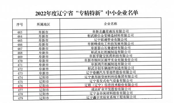遼聯(lián)信息獲評2022年度遼寧省“專精特新”企業(yè)2.jpg